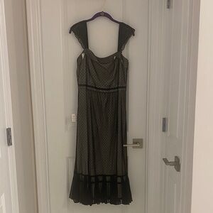 LOFT Black Sheer Polka Dot Dress